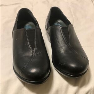 Dansko Black Leather Slip-On Loafers